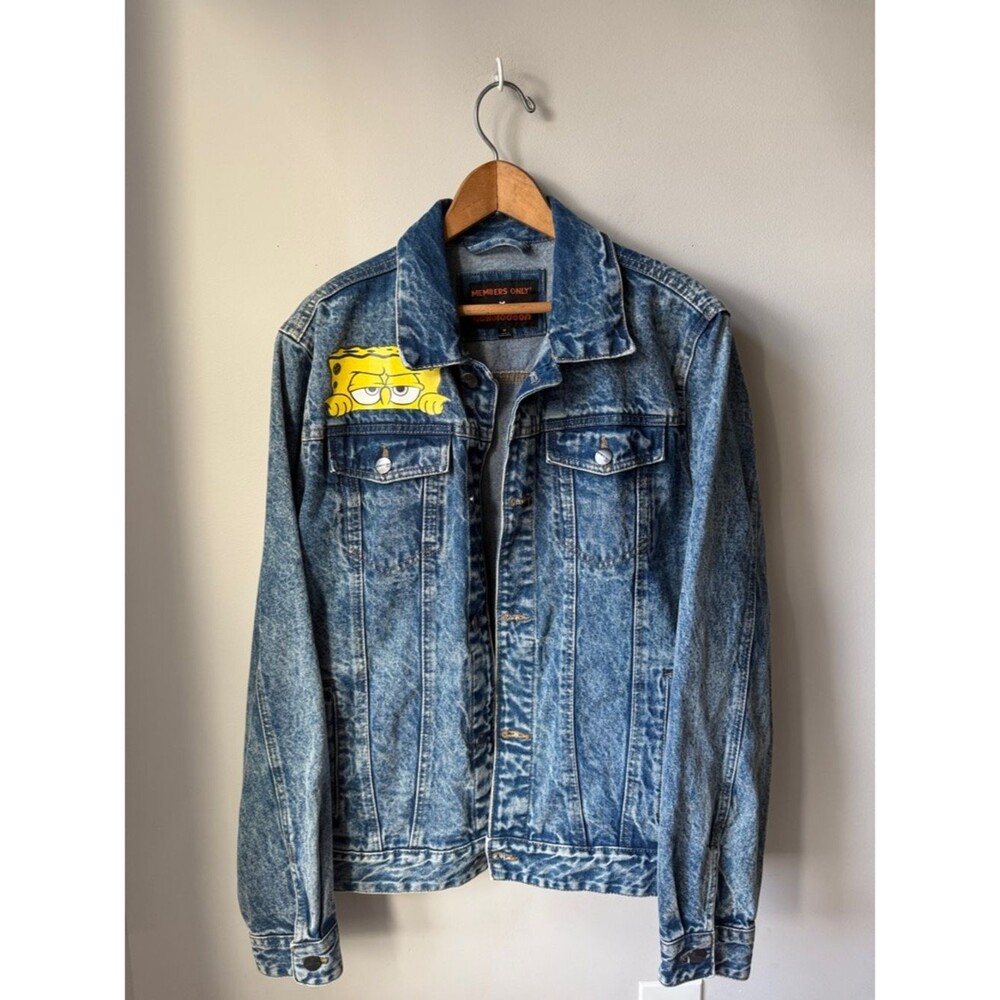 Members Only Nickelodeon SpongeBob Acid Wash Denim Jacket Oversized